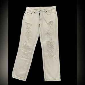 Carmar Women's WashWhite Distressed Low Rise Ankle Jeans Sz 26 Not Stretch